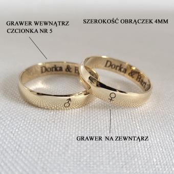 Obrączki ślubne złote półokrągłe KRZ