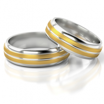 Obrączki ślubne AS156 (kolor złota: biały / wstawki żółte)