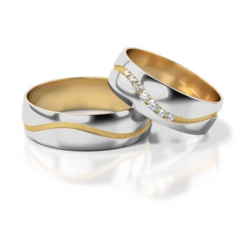 Obrączki ślubne AS307 (kolor złota: biały / żółty / biały)