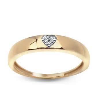 Złoty pierścionek cyrkonami w kształcie serca