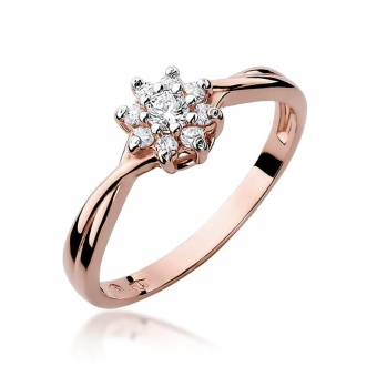 Pierścionek z różowego złota z brylantami 0.22ct BD72/R