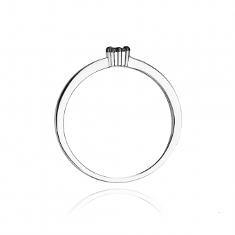 Pierścionek zaręczynowy z białego złota z czarnymi brylantami 0.04ct BD100/CZ/W