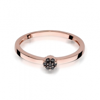 Pierścionek z różowego złota z czarnymi brylantami 0.04ct BD100/CZ/R