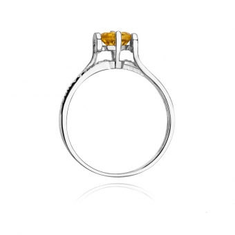 Złoty pierścionek z cytrynem i brylantami BD102C