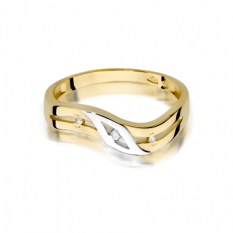Złoty pierścionek zaręczynowy z brylantami 0.02ct BD109