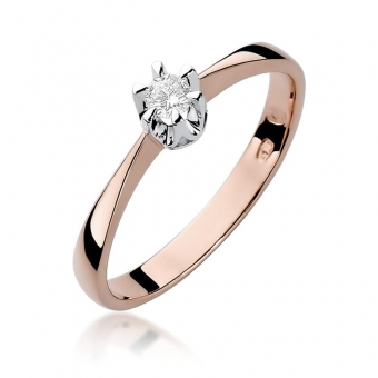 Pierścionek z różowego złota z  brylantem 0.10ct BD111/10/R