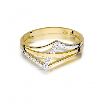 Złoty pierścionek zaręczynowy z brylantami 0.03ct BD114