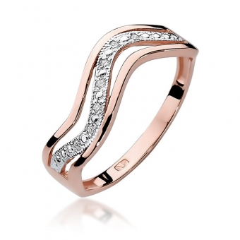 Pierścionek z różowego złota z brylantami 0.10ct BD116/R