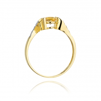 Złoty pierścionek z cytrynem i brylantami BD120C
