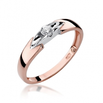 Pierścionek z różowego złota z brylantem 0.10ct BD124/R