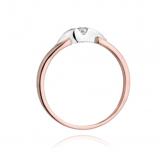 Pierścionek z różowego złota z brylantem 0.10ct BD124/R