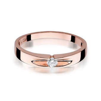 Pierścionek z różowego złota z brylantem 0.08ct BD125/R