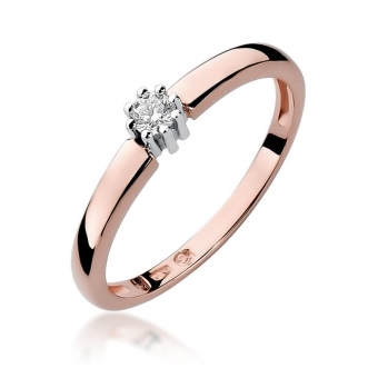 Pierścionek z różowego złota z brylantem 0.10ct BD128/R