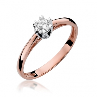 Pierścionek z różowego złota z brylantem 0.15ct BD133/R