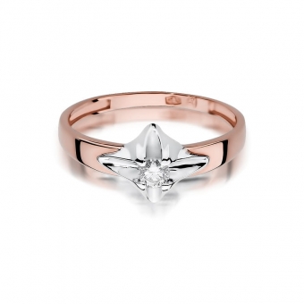 Pierścionek z różowego złota z brylantem 0.12ct BD155/R