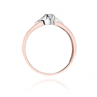 Pierścionek z różowego złota z brylantem 0.12ct BD155/R