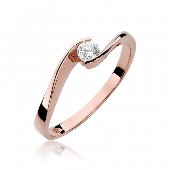 Pierścionek  z różowego złota z brylantem 0.13ct BD160/R