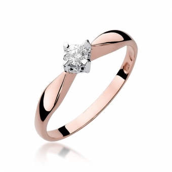 Pierścionek z różowego złota z brylantem 0.12ct BD171/R