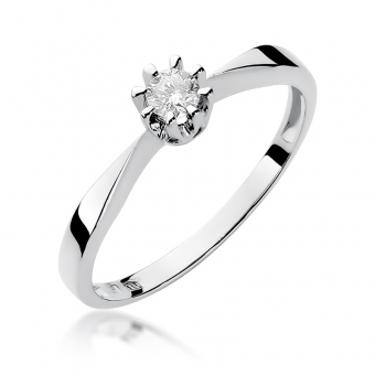 Pierścionek zaręczynowy z białego złota z brylantem 0.15ct BD173/W