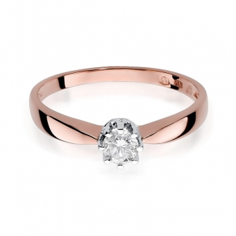 Pierścionek z różowego złota z brylantem 0.15ct BD173/R