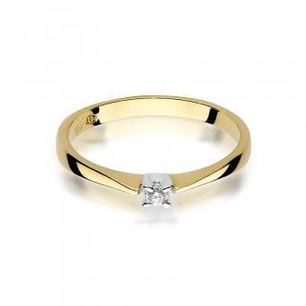 Złoty pierścionek zaręczynowy z brylantem 0.03ct BD175