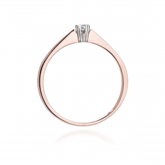 Pierścionek z różowego złota z brylantem 0.03ct BD175/R