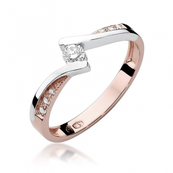 Pierścionek z różowego złota z brylantami 0.18ct BD177/R