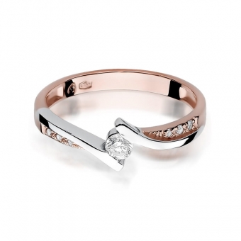 Pierścionek z różowego złota z brylantami 0.18ct BD177/R