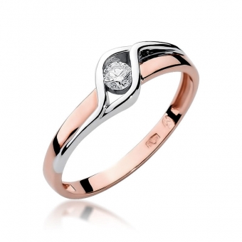 Pierścionek z różowego złota z brylantem 0.10ct BD178/10/R