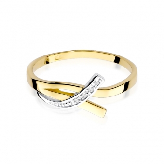 Złoty pierścionek zaręczynowy z brylantami 0.02ct BD179