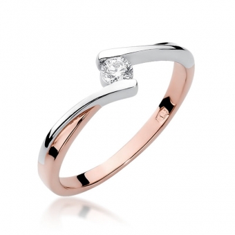 Pierścionek z różowego złota z brylantem 0.10ct BD180/R