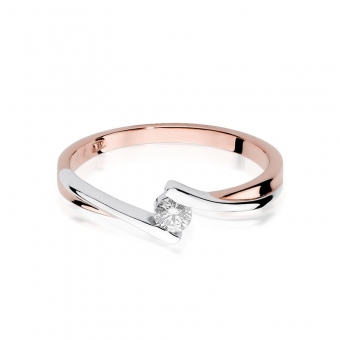 Pierścionek z różowego złota z brylantem 0.10ct BD180/R