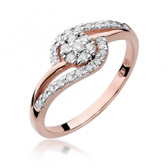 Pierścionek z różowego złota z brylantami 0.17ct BD184/R