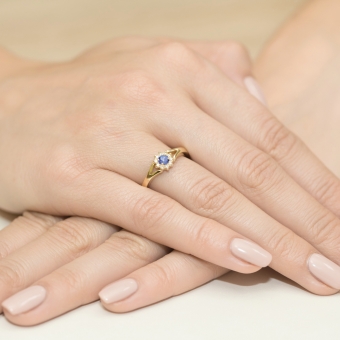 Złoty pierścionek z tanzanitem i brylantami BD185TZ