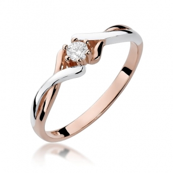 Pierścionek z różowego złota z brylantem 0.08ct BD190B/08/R