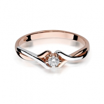 Pierścionek z różowego złota z brylantem 0.10ct BD190B/10/R