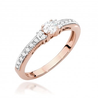 Pierścionek z różowego złota z brylantami 0.24ct BD201/R