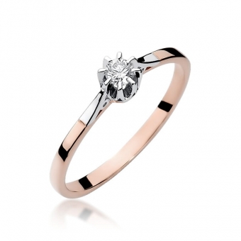Pierścionek z różowego złota z brylantem 0.08ct BD209/010/R