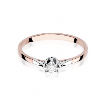 Pierścionek z różowego złota z brylantem 0.08ct BD209/010/R