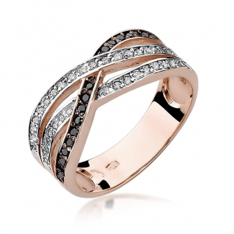 Pierścionek z różowego złota z brylantami 0.27ct BD215/CZ/R