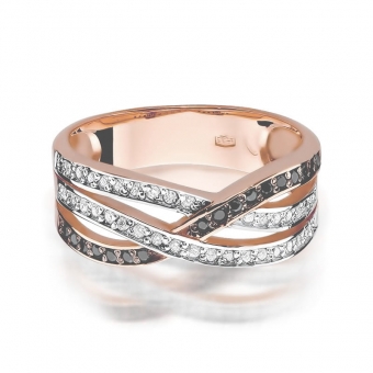 Pierścionek z różowego złota z brylantami 0.27ct BD215/CZ/R