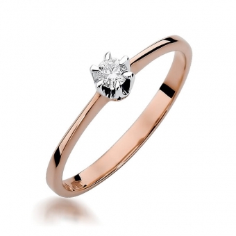 Pierścionek z różowego złota z brylantem 0.10ct BD220/R