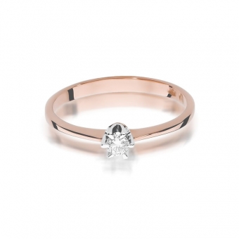 Pierścionek z różowego złota z brylantem 0.10ct BD220/R