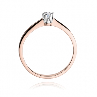 Pierścionek z różowego złota z brylantem 0.10ct BD220/R