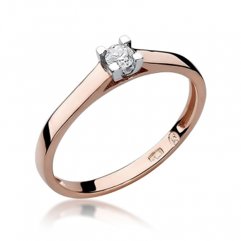 Pierścionek z różowego złota z brylantem 0.10ct BD221/10/R