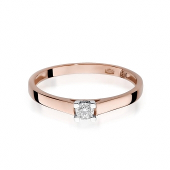 Pierścionek z różowego złota z brylantem 0.10ct BD221/10/R