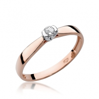 Pierścionek z różowego złota z brylantem 0.08ct BD223/08/R