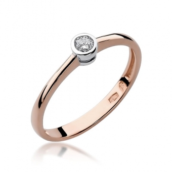 Pierścionek z różowego złota z brylantem 0.08ct BD224/08/R