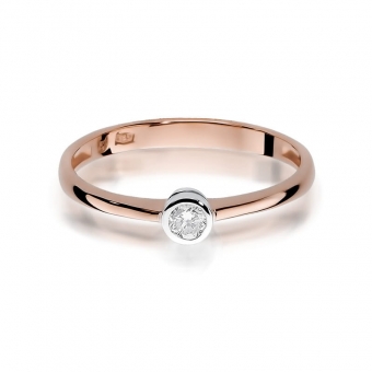 Pierścionek z różowego złota z brylantem 0.08ct BD224/08/R