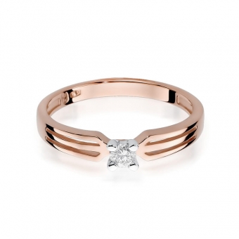 Pierścionek z różowego złota z brylantem 0.08ct BD226/08/R